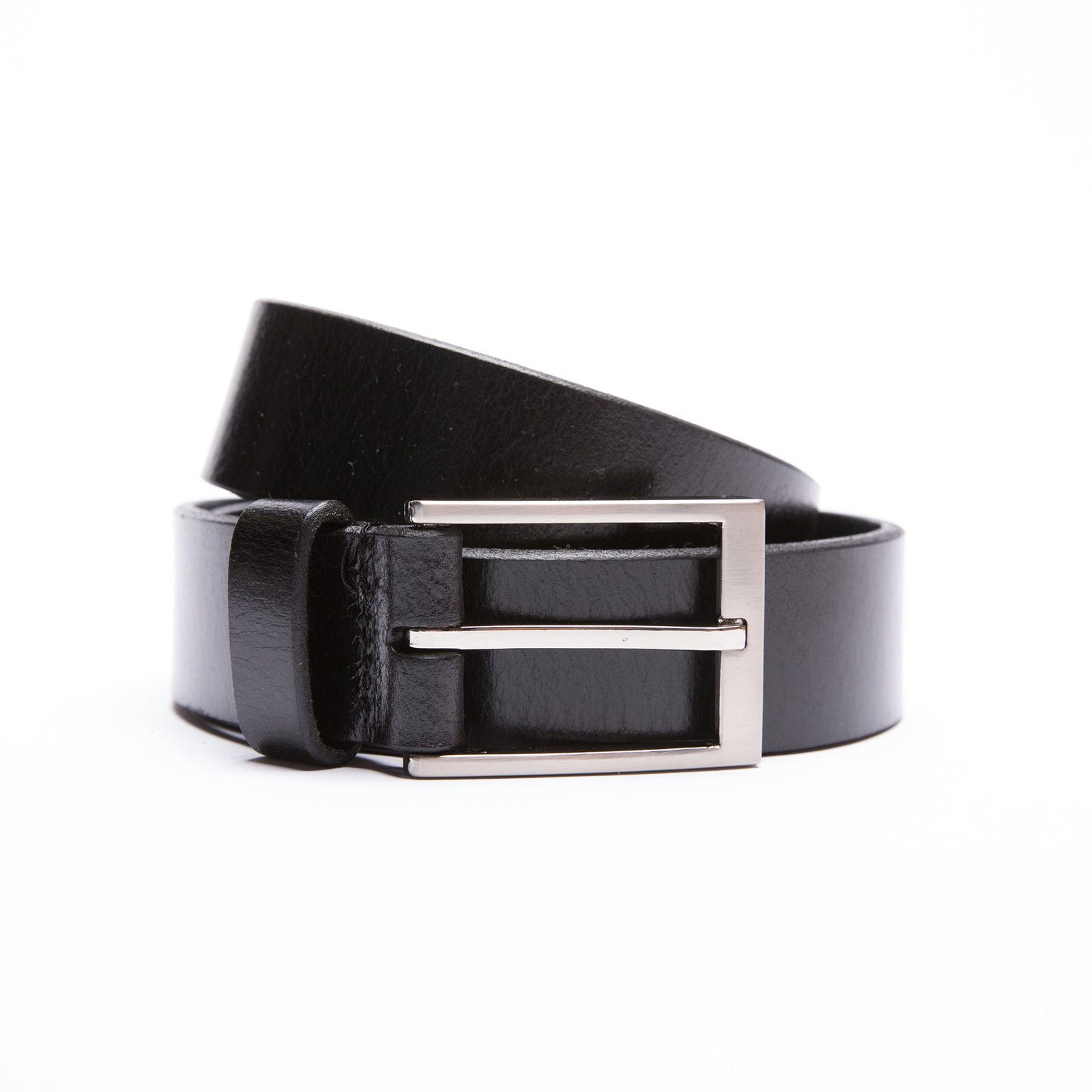 Mens Thin Leather Belt in Black