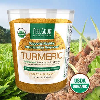 Feel Good USDA Organic Turmeric Powder, 16 oz