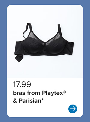 Image of a black bra. $17.99 bras from Playtex and Parisian.