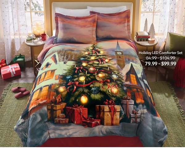 Holiday LED Comforter Set. Light up your bedroom this holiday season.