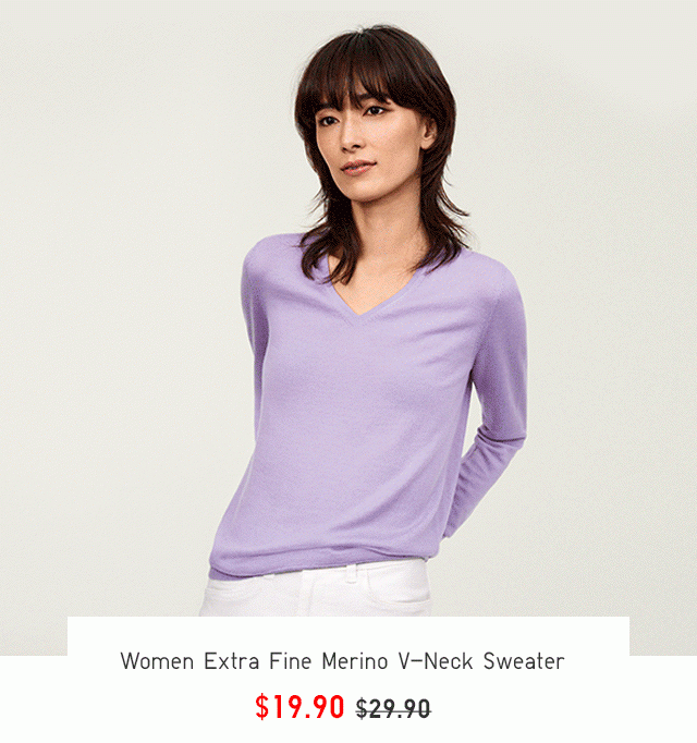 WOMEN EXTRA FINE MERINO V-NECK SWEATER $19.90