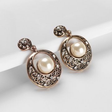 Pearl Carved Pendant Earrings