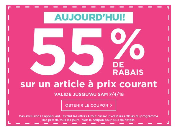 55% Off One Regular Price Item