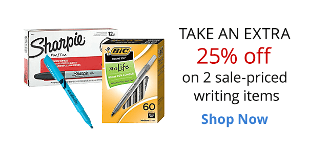 Great Savings on all your writing essentials - Save an additional 25% when you buy 2 sale priced writing items