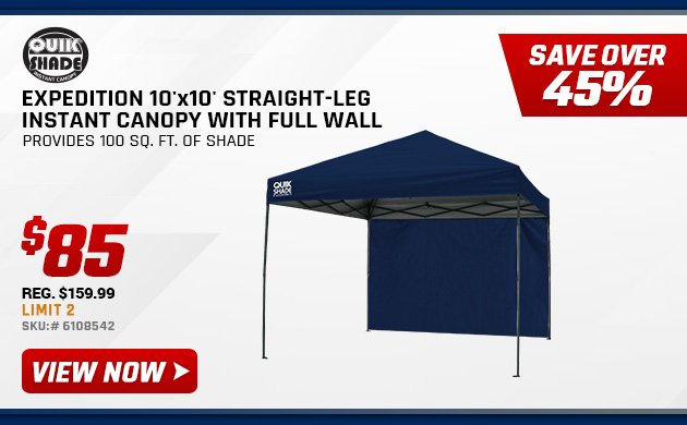 QuikShade Expedition 10'x10' Straight-Leg Instant Canopy with Full Wall