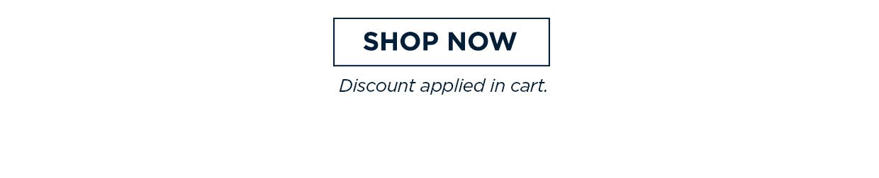 Shop Now link. Discount applied in cart.