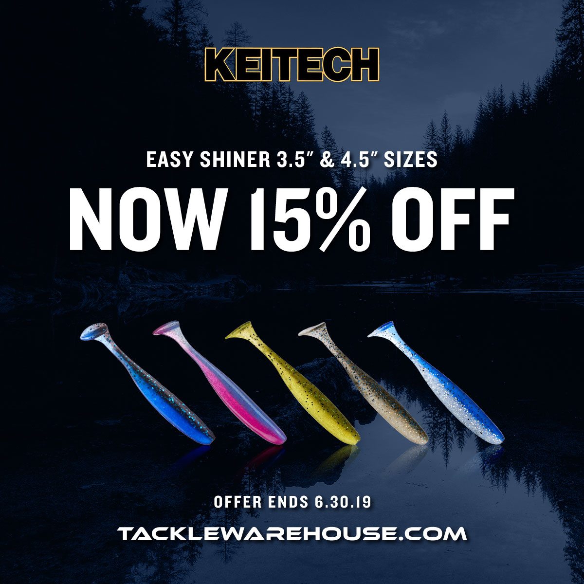 15% Off Keitech Easy Shiner 3.5in. & 4.5in. Sizes