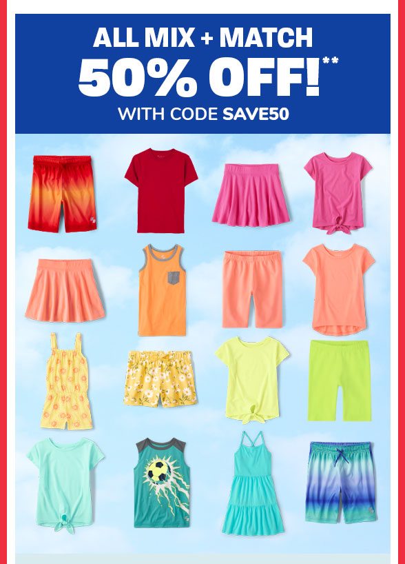 50% off All Mix & Match with code SAVE50