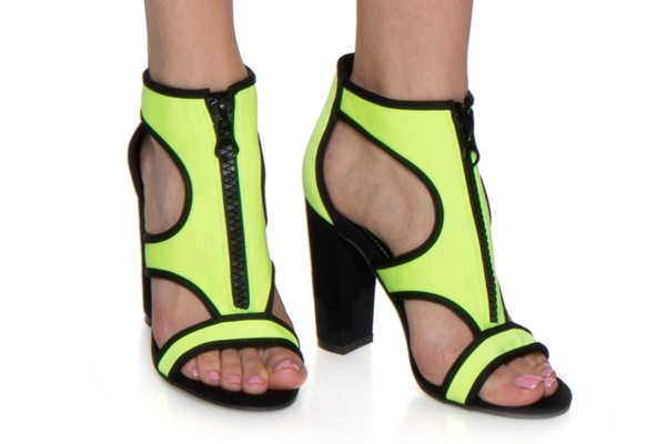 Neon Neoprene Block Heel Sandals