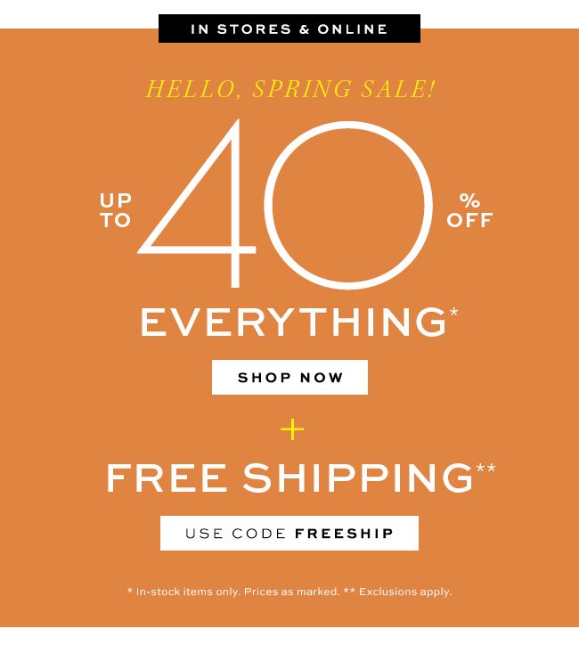 up to 40 off plus free shipping