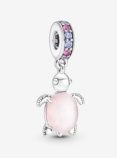 Murano Glass Pink Sea Turtle Dangle Charm