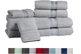 Casa Lino Quick-dry, 6-Piece Bath Towel Luxury Collection (Glacier Grey)