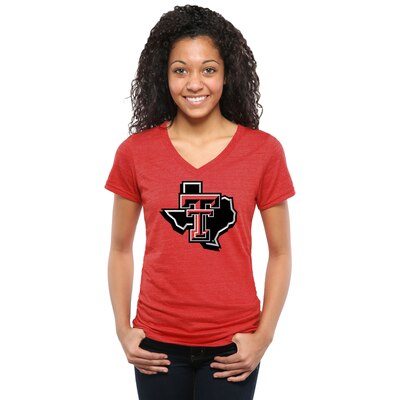 Texas Tech Red Raiders Women's Auxiliary Logo Tri-Blend V-Neck T-Shirt - Red