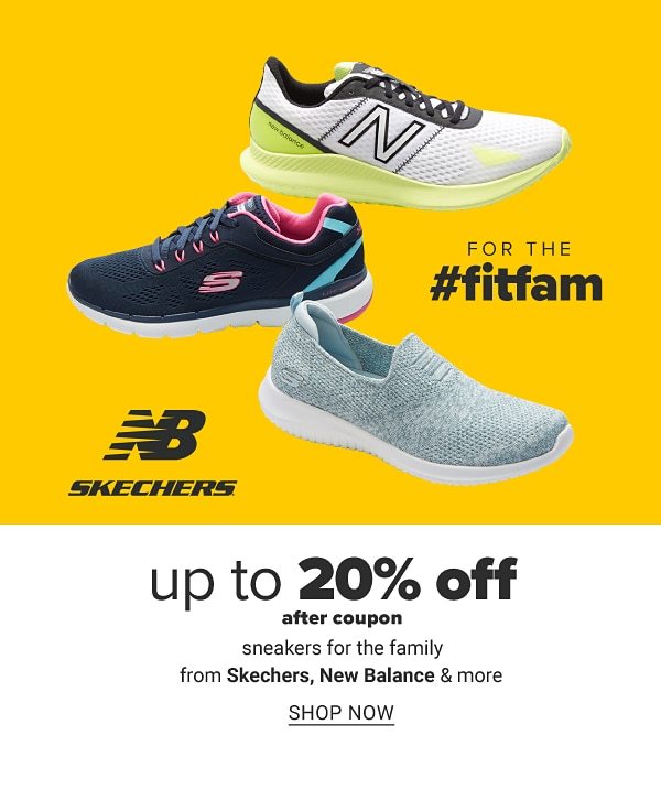 Up to 20% off after coupon sneakers for the family from Skechers, New Balance & more. Shop Now.