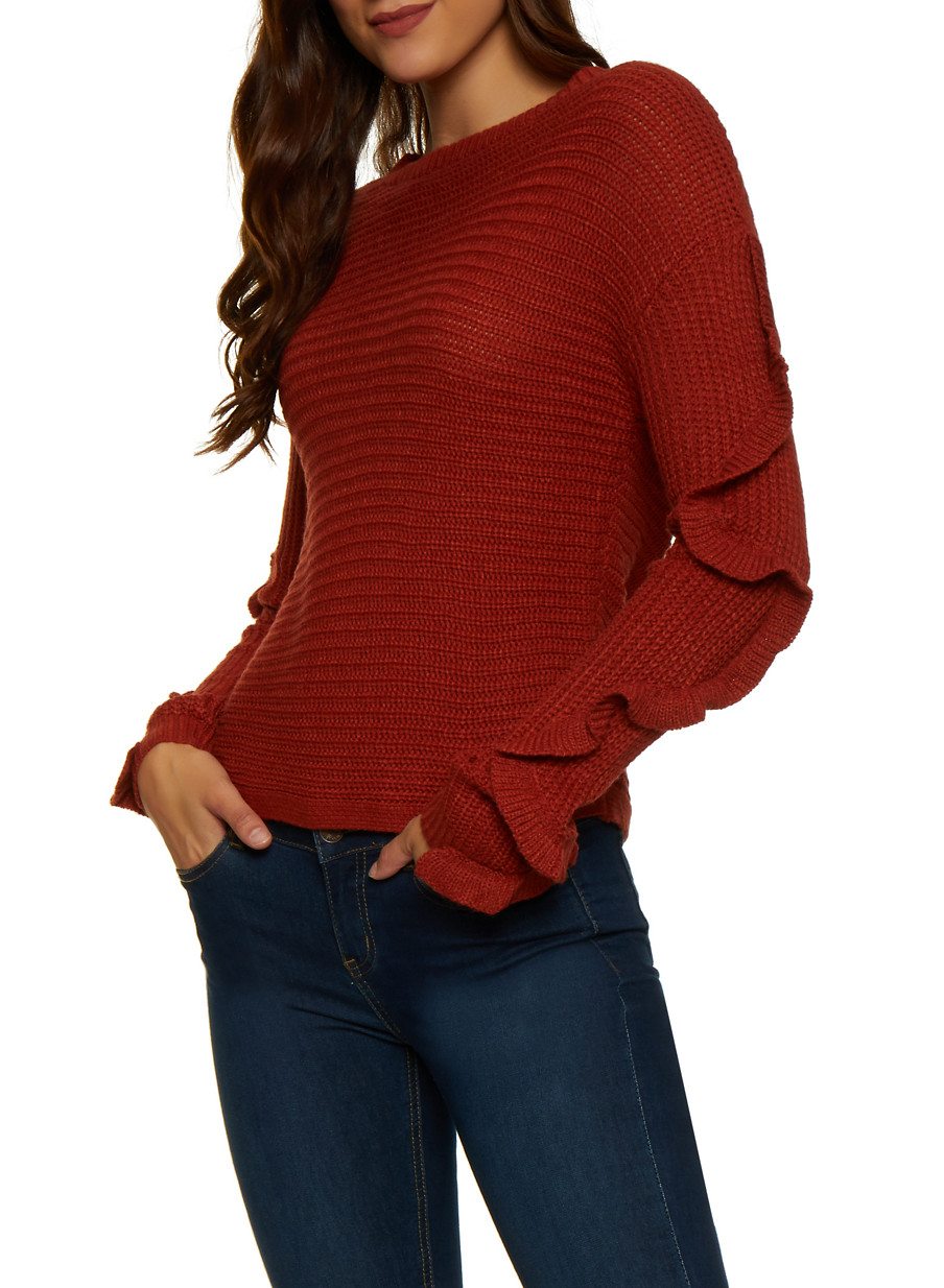 Ruffled Sleeve Sweater