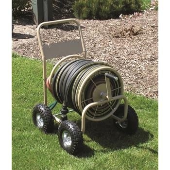 Commercial-Duty Steel Garden Hose Reel Wagon