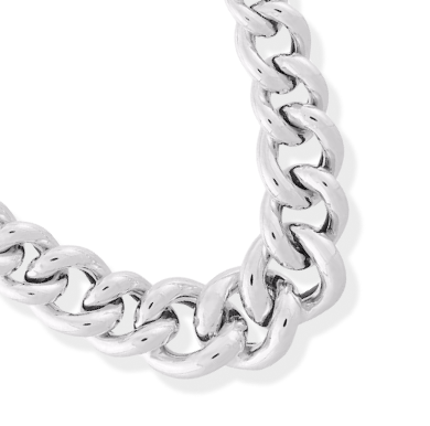 Hollow Puffy Graduating Curb Chain Necklace Sterling Silver 17.75''