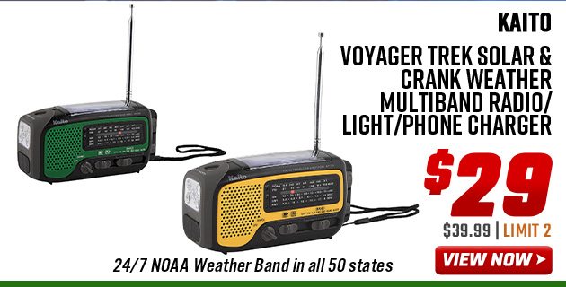 Kaito Voyager Trek Solar & Crank Weather Multiband Radio/Light/Phone Charger