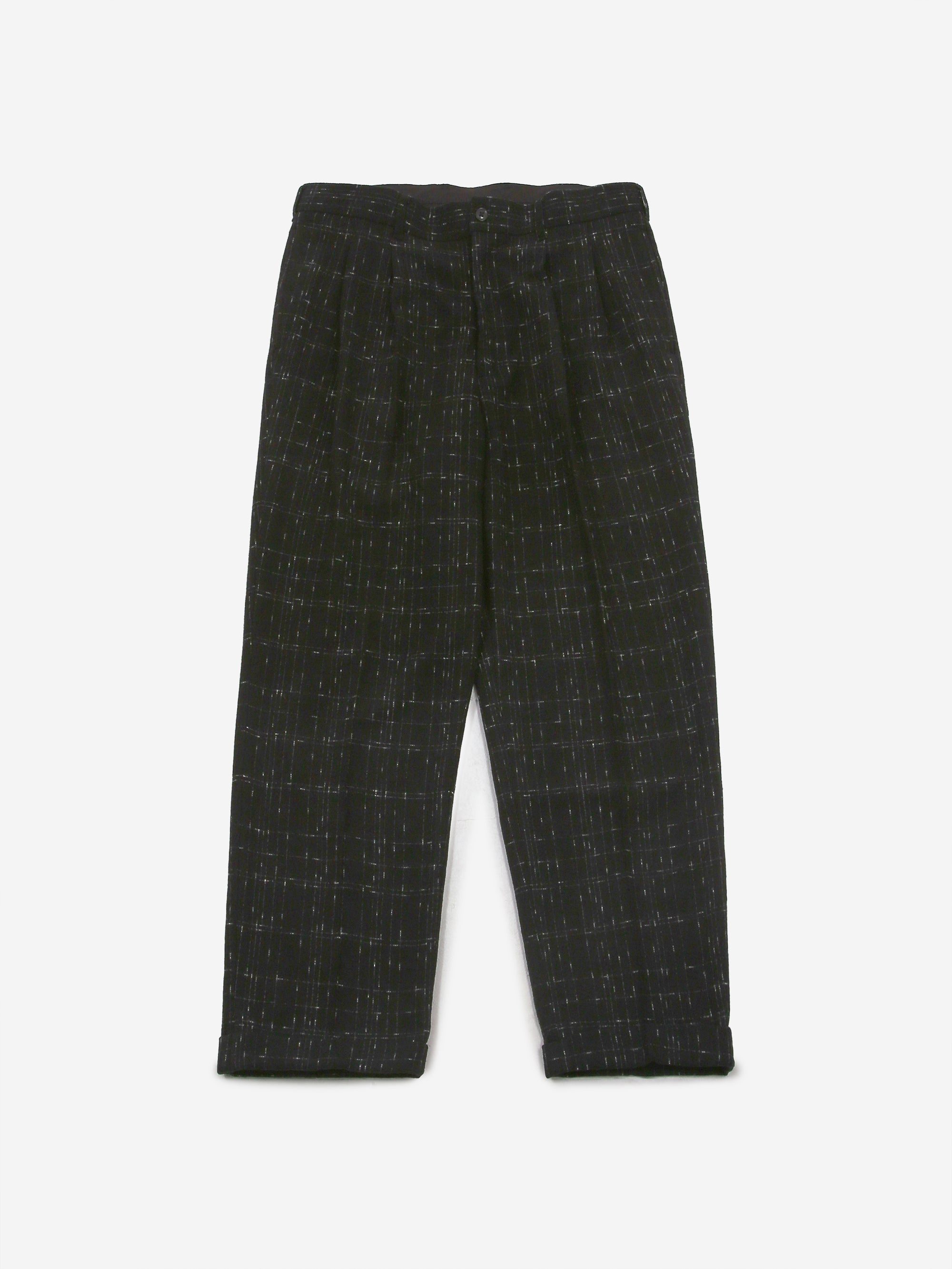 Image of Needles Tucked Plaid Trouser - Black