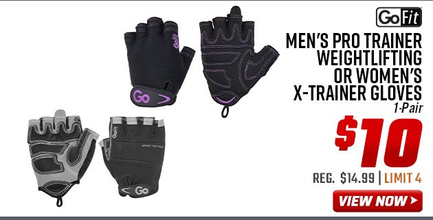 Go Fit Men's Pro Trainer Weightlifting or Women's X-Trainer Gloves