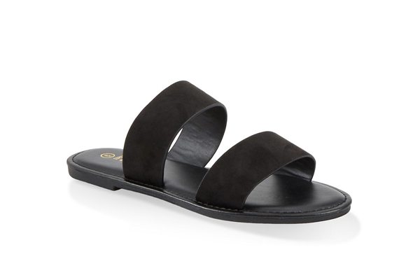 Two Band Slide Open Toe Sandals