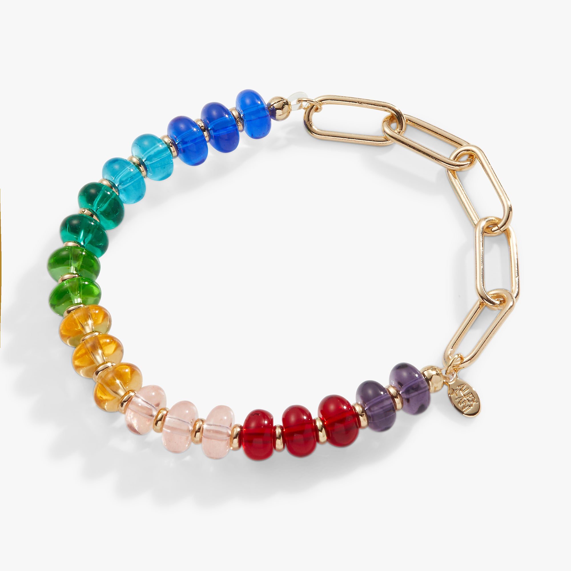 Rainbow Beaded + Chain Stretch Bracelet