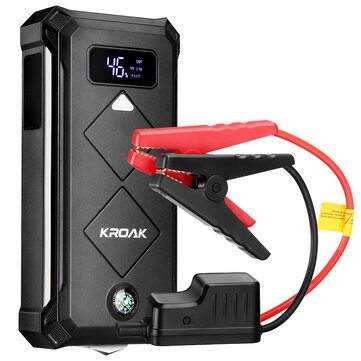 KROAK K-JS05 2400A 24000mAh Portable Car Jump Starter QC3.0 Fast Charger Powerbank Emergency Battery Booster Fireproof with LED Flashlight Compass Safety Hammer