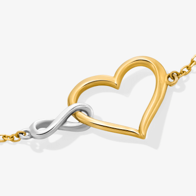 Infinity Heart Bracelet 10K Two-Tone Gold 7.5''