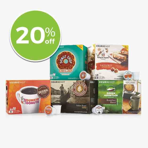 20% off Keurig® K-Cup® Coffee 36-48 Value & Variety Packs