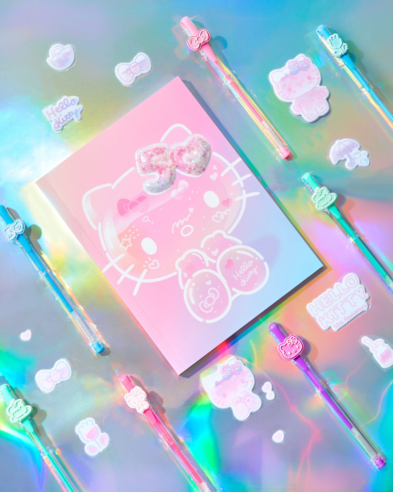 Hello Kitty 50th Anniversary Collection NEW pink holographic styles you can only get at Claire’s In select stores 