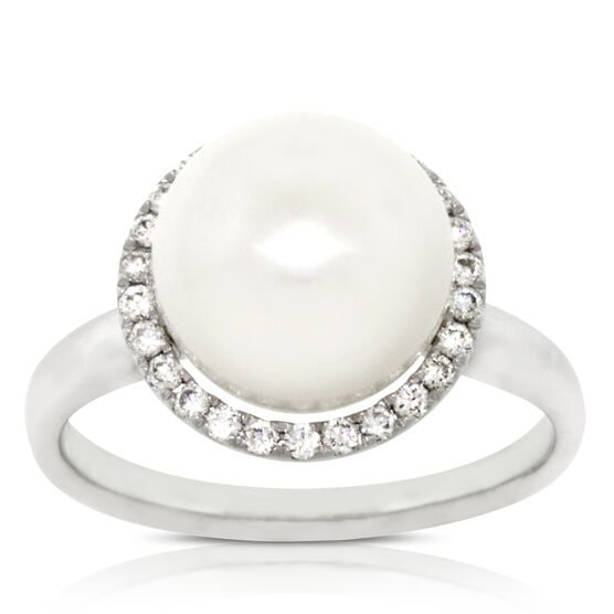 Freshwater Cultured Pearl & Diamond Ring 14K