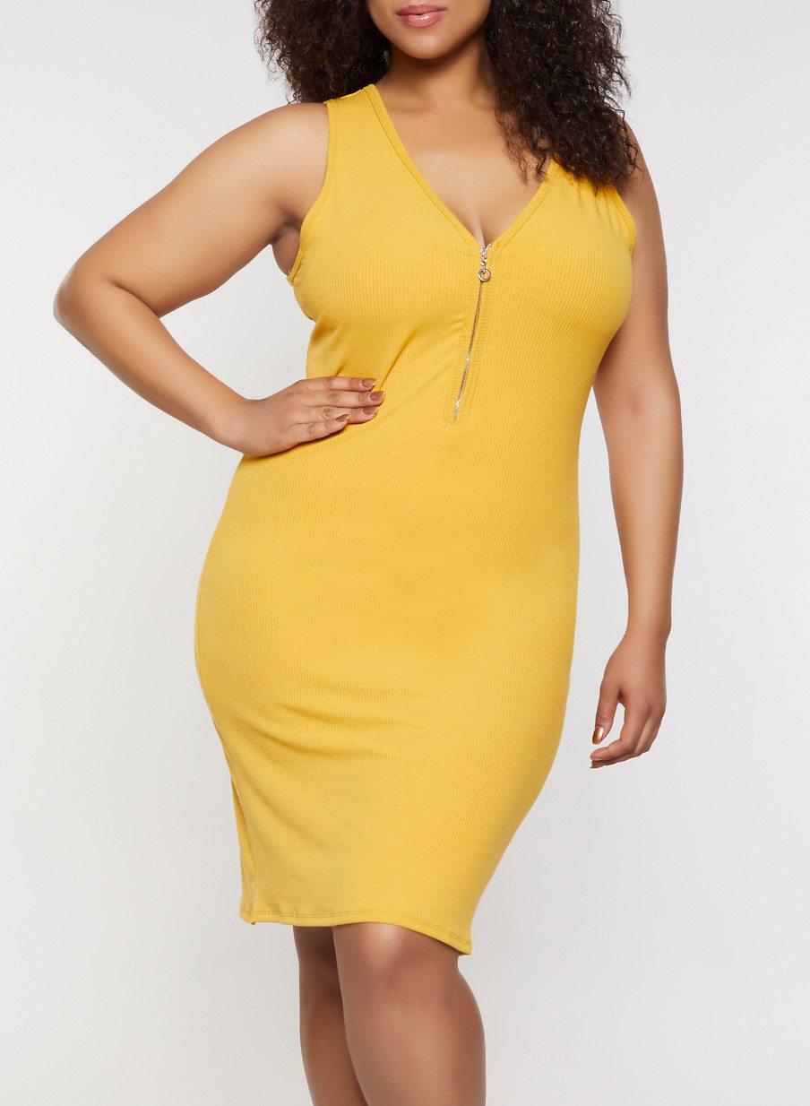 Plus Size Zip Neck Tank Dress