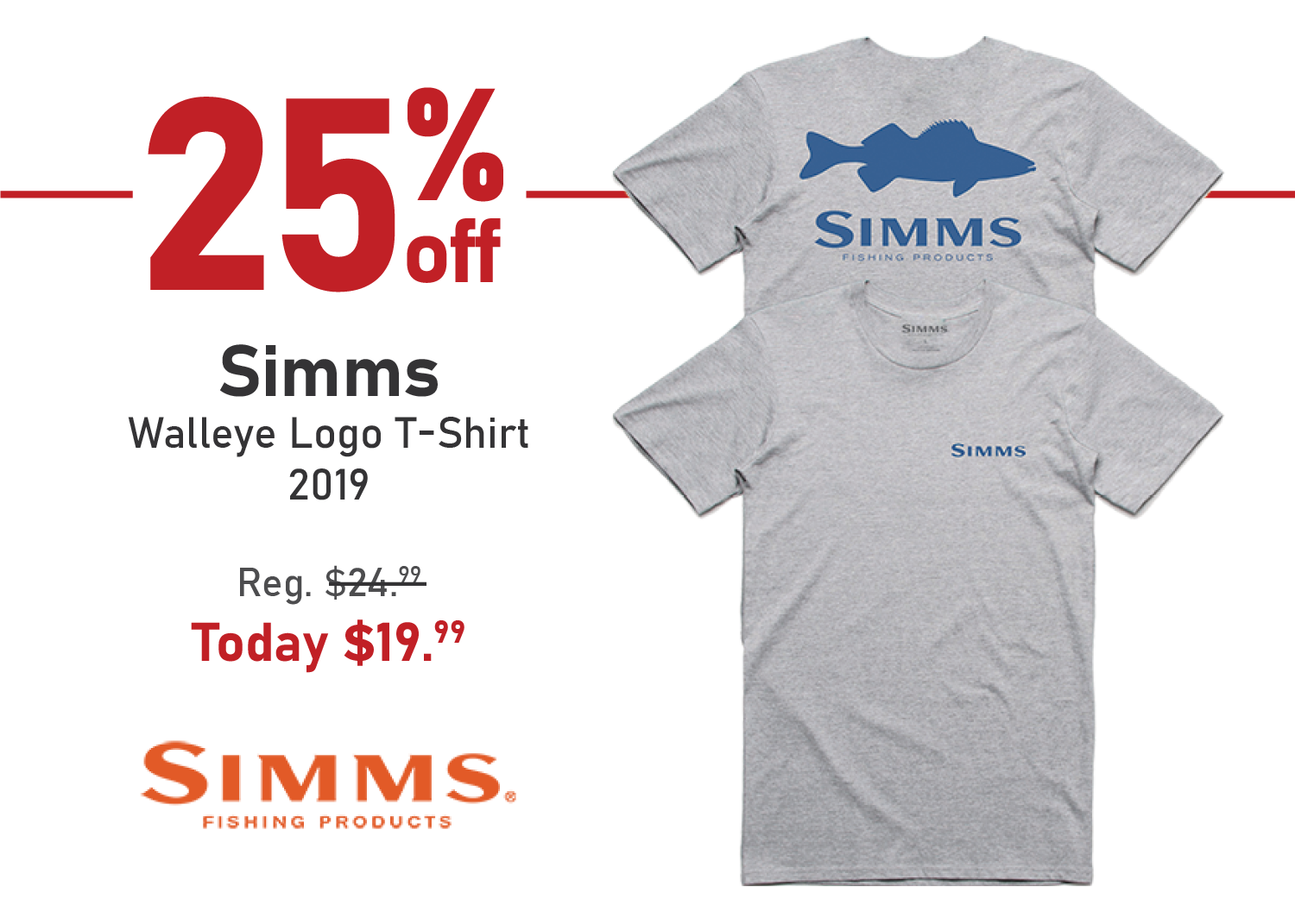 Save 25% on the Simms Walleye Logo T-Shirt - 2019