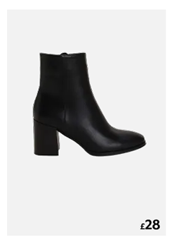 Womens Black PU Mid Block Heel Boots