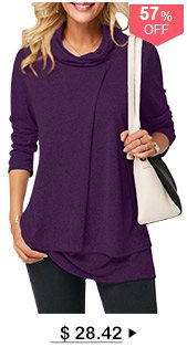 Long Sleeve Cowl Neck Layered T Shirt