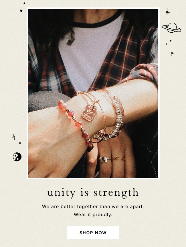  Shop the new Unity is Strength Charm Bangle from the Words are Powerful Collection. 