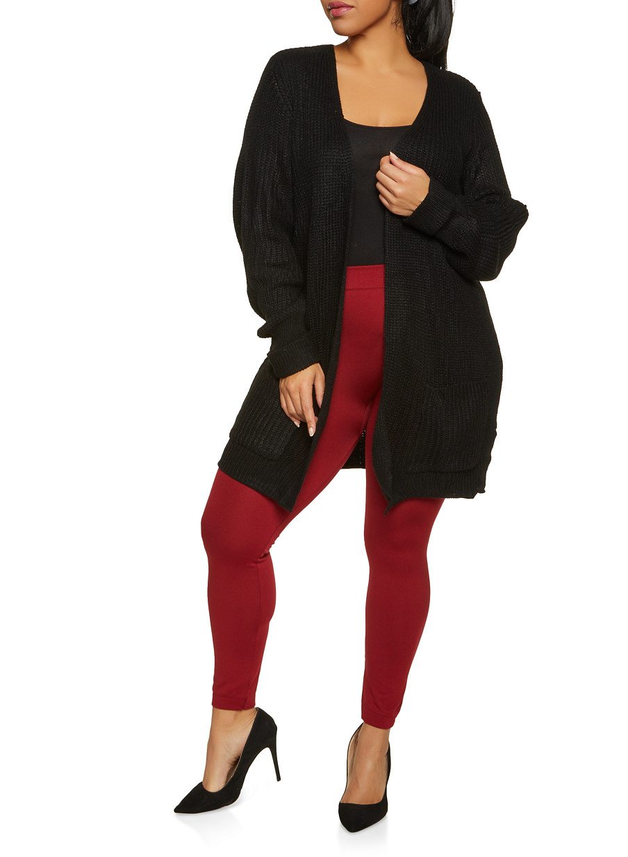 Plus Size Fixed Cuff Cardigan