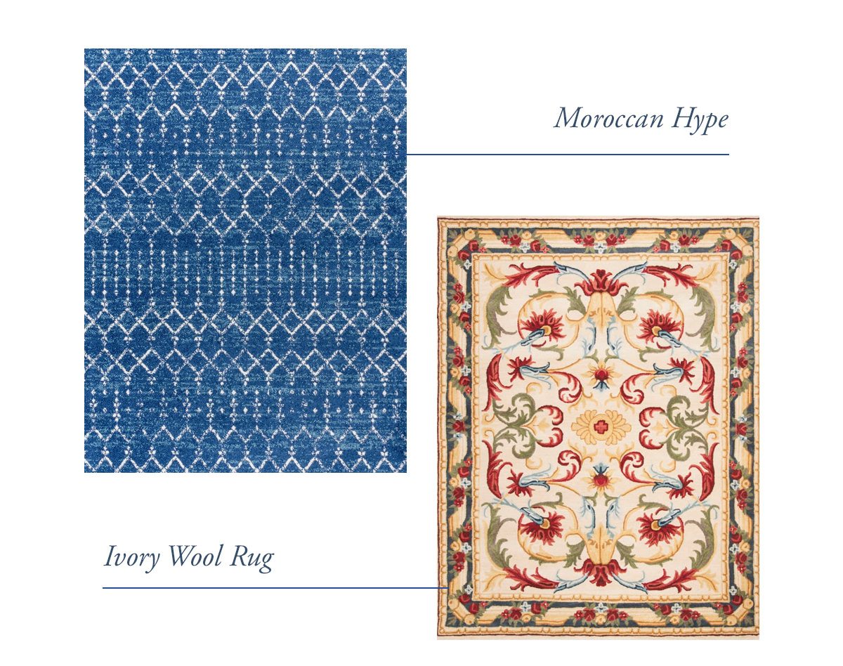 Moroccan HYPE Boho Vintage Diamond Blue/White 3' x 5' Area Rug, Ivory Wool Rug | SHOP NOW