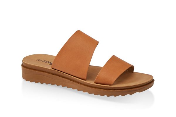 Two Band Platform Slide Sandals