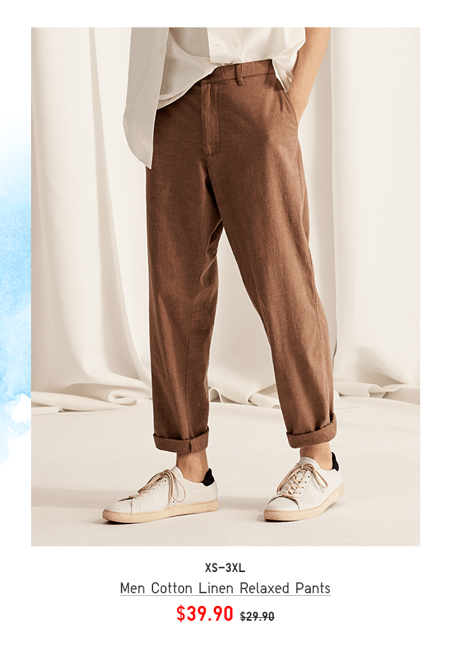 MEN COTTON LINEN RELAXED PANTS $29.90