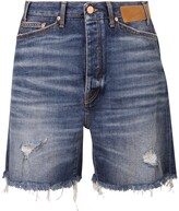 Logo Patch Distressed Shorts