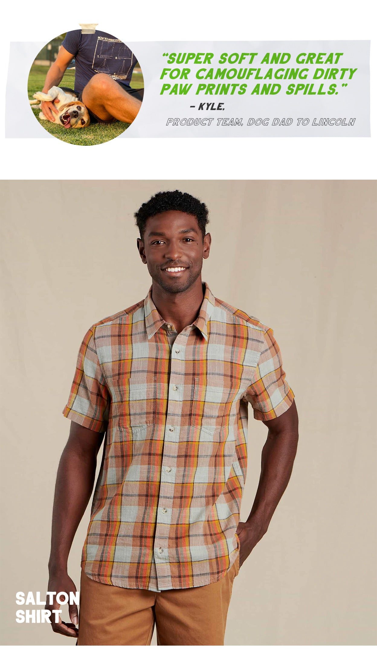 "Super soft and great for camouflaging dirty paw prints and spills." - Kyle. Product team, dog dad to Lincoln