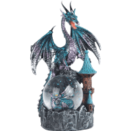 Blue Dragon on Castle Snow Globe