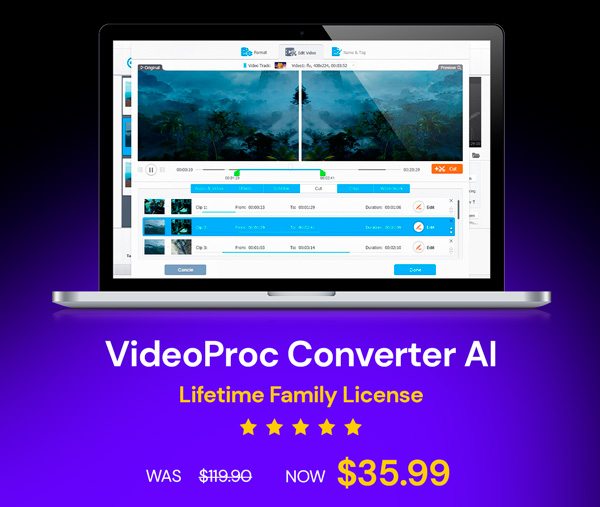 VideoProc Converter AI: Lifetime Family License For Windows or Mac