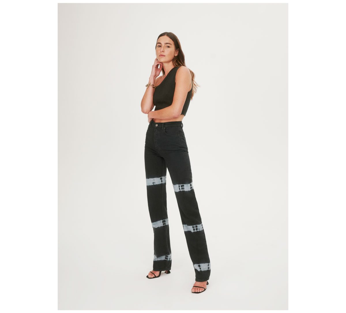 Cynthia Tie Dye High Rise Straight Long Jeans