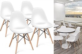 Giantex Mid Century Modern Style DSW White Dining Chair (Set of 4)