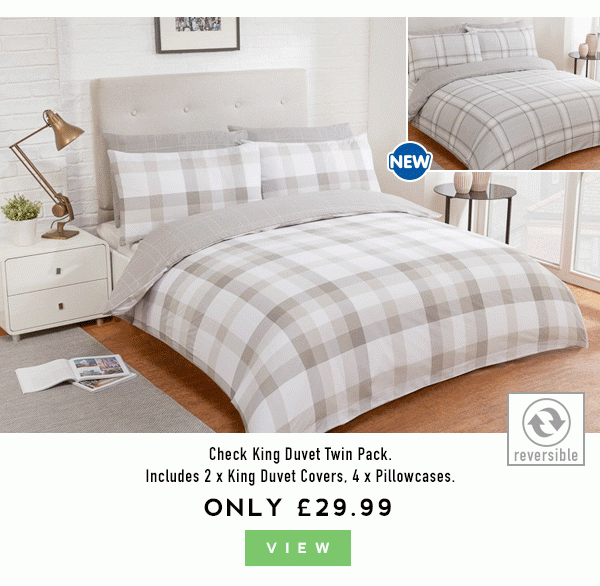 Check King Duvet Twin Pack