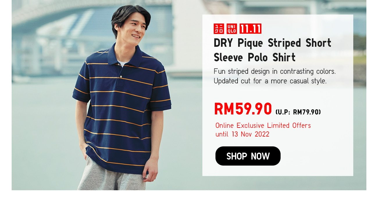 DRY Pique Striped Short Sleeve Polo Shirt