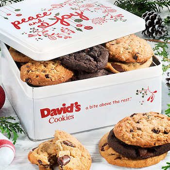 David's Cookies Peace and Joy Fresh Baked Large Holiday Cookie Tin
