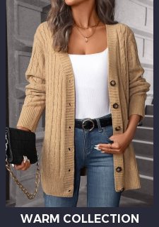 Light Camel Button Long Sleeve Cardigan